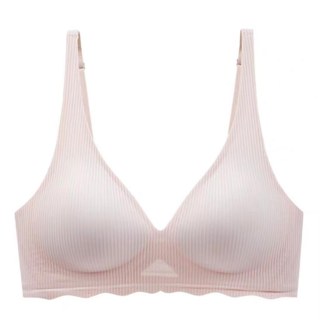 Striped Seamless Soft Support Bra, Comfort Push-Up Lift Anti-Sag Back Shaping Bra for Small Bust Women