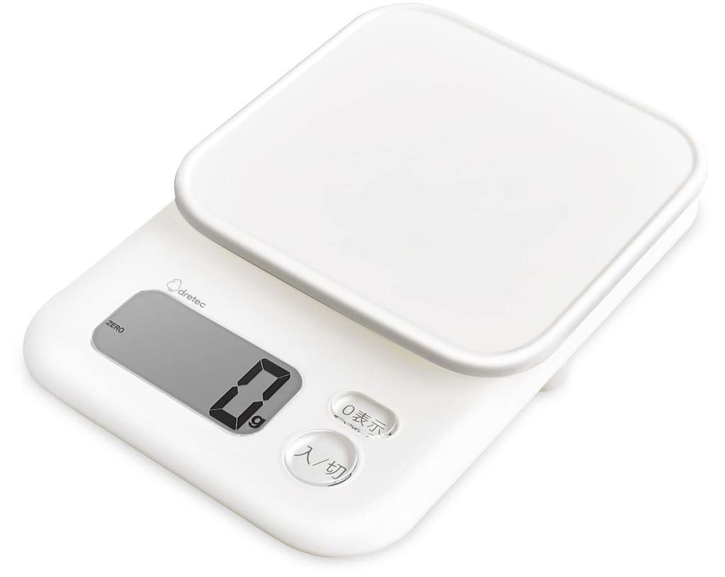 Dretec Japanese Manufacturer Digital Kitchen Scale, 2kg, Large Screen, Tare, Ganache, White