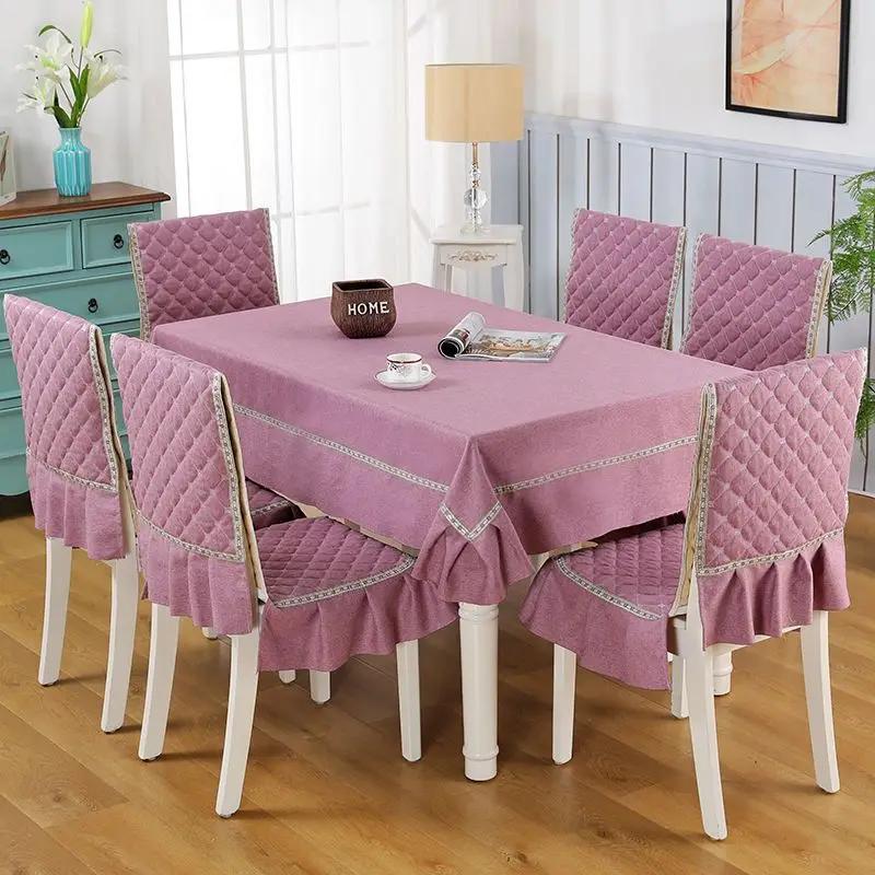Cotton And Linen Stain Resistant Tablecloth Dining Chair Cover Tablecloth Set Rectangular Table Cloth Stool Anti Slip Seat Mat
