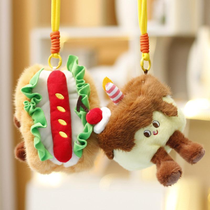 Plush Food Toy Sandwich Hamburger Hotdog Cute Bag Charm For Girls