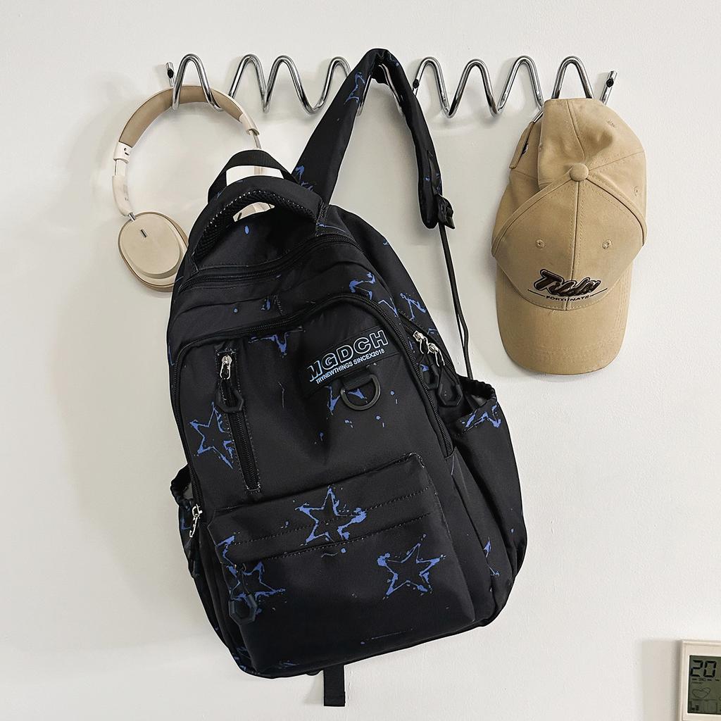 Schoolbag new ins style high value backpack printing junior high school student schoolbag male college style travel trendy cool backpack