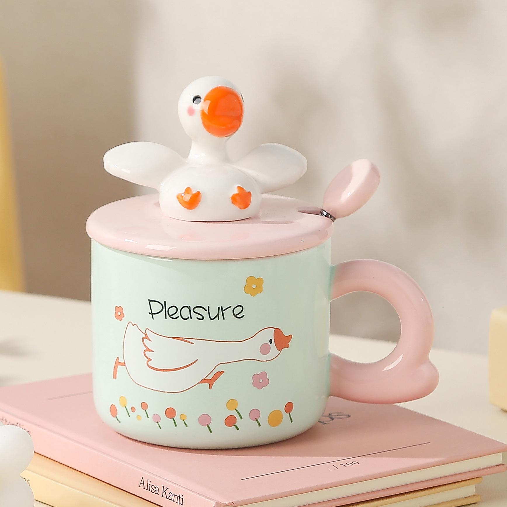 

Милая керамическая кружка с изображением большого гуся, мультяшная креативная керамическая кружка, сувенирная подарочная чашка, кофейная чашка, чашка для завтрака 400ml (color box)