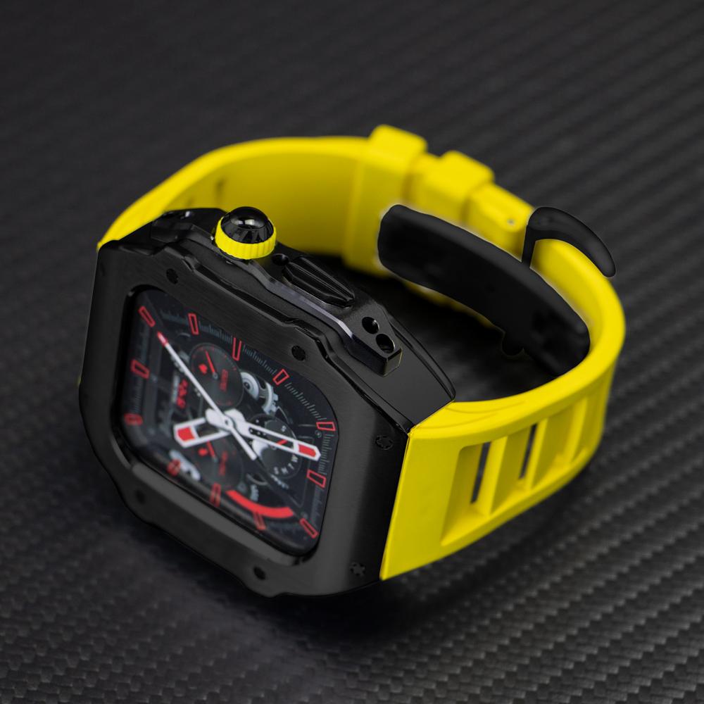 Stainless Steel Modification Kit For Apple Watch 8 Ultra 49mm 7 6 5 4 SE 44MM 45MM Case Sport ONLY Band iWatch Rubber Refit Mod