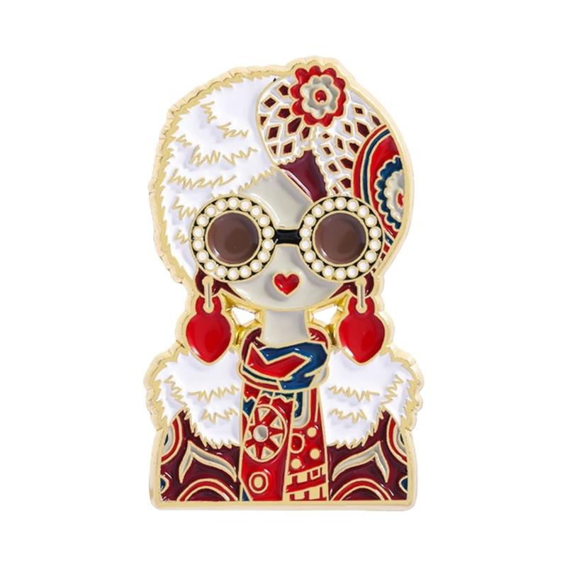 Unique Girl Head Brooch Collected Enamel Pin Lapel Badge Metal Craftsmanship Accessory For Daily Wear