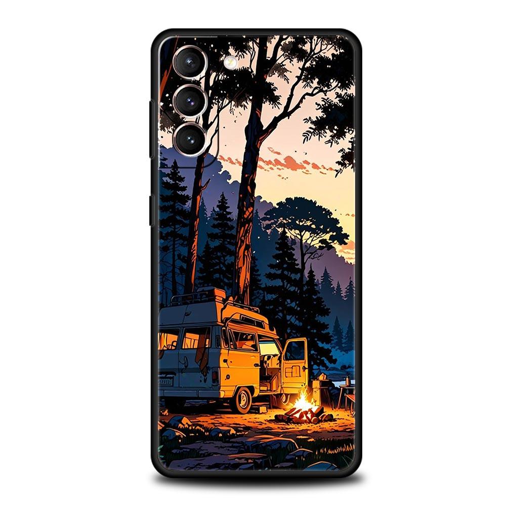 

Phone Case For Samsung Galaxy S25 Edge S24 S23 S22 S21 Ultra S20 FE 5G S10 S10E S9 Plus Soft TPU Cover Forest Travel Vehicle Galaxy S24 Ultra
