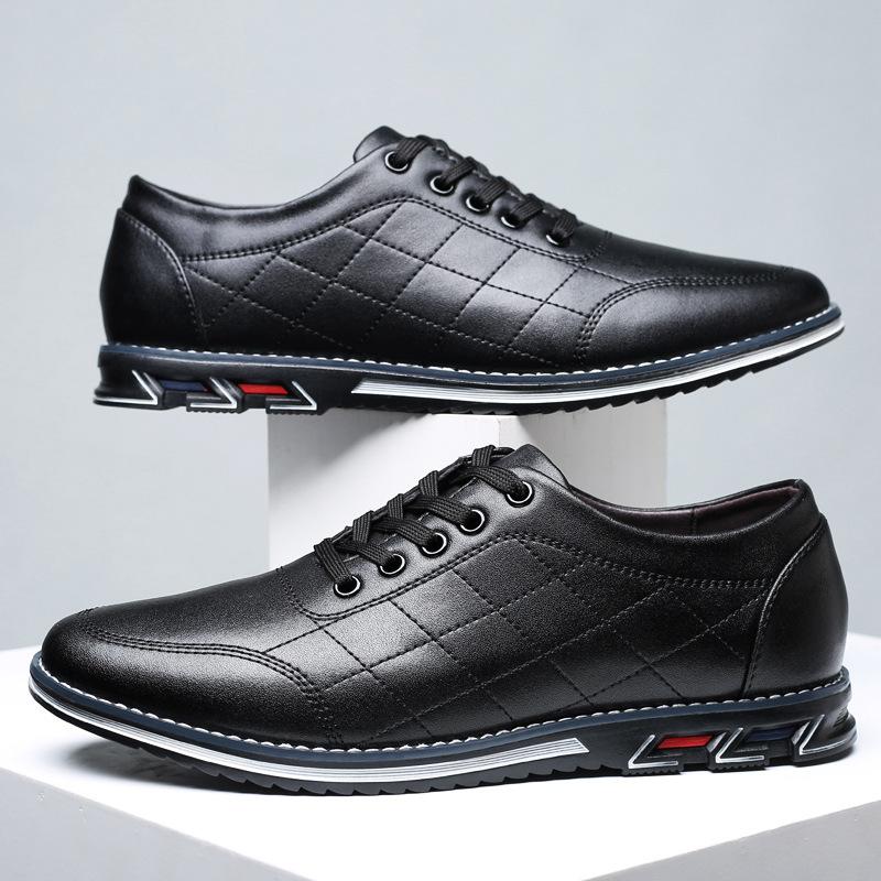 Fashion Big Size Solid Color Cow Leather Shoes for Men Spring Autumn Fashion New Designer Lace Business Casual Shoes Man