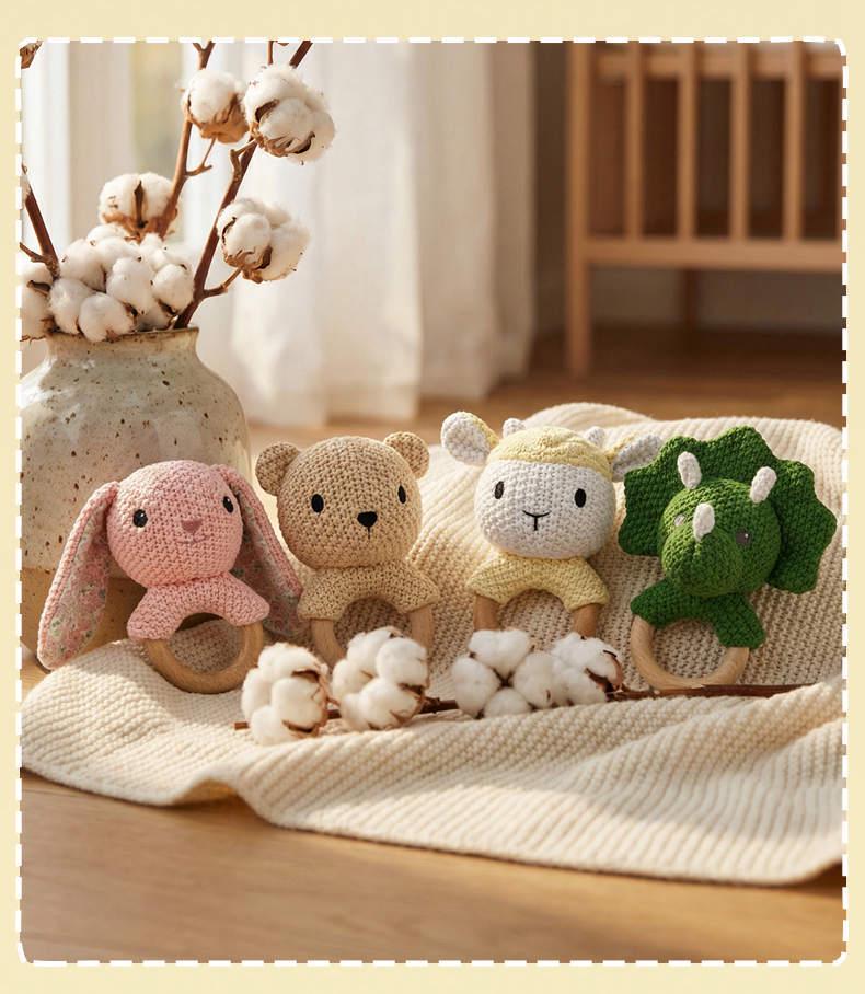 Knitted Cross-Stitch Plush Animal Doll - Cute Rabbit & Bear Companion