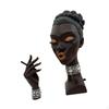 Incense Holder Art Crafts Black Woman Statue for Cabinet Bedroom Living Room Green