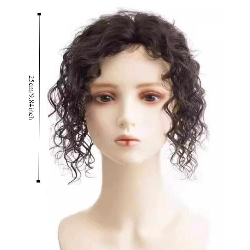 Synthetic Wig Women's Hair Piece Fluffy Corn Silk Hair Extensions Head Top Hair Patch with Toupee Wool Curl Wig Short Curly Hair