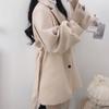Kvinner Vinterfrakk Turn-down krage Ensfarget Slim Fit Tett midje Hold varmen Knapper Belte Cardigan Høstfrakk Dame C