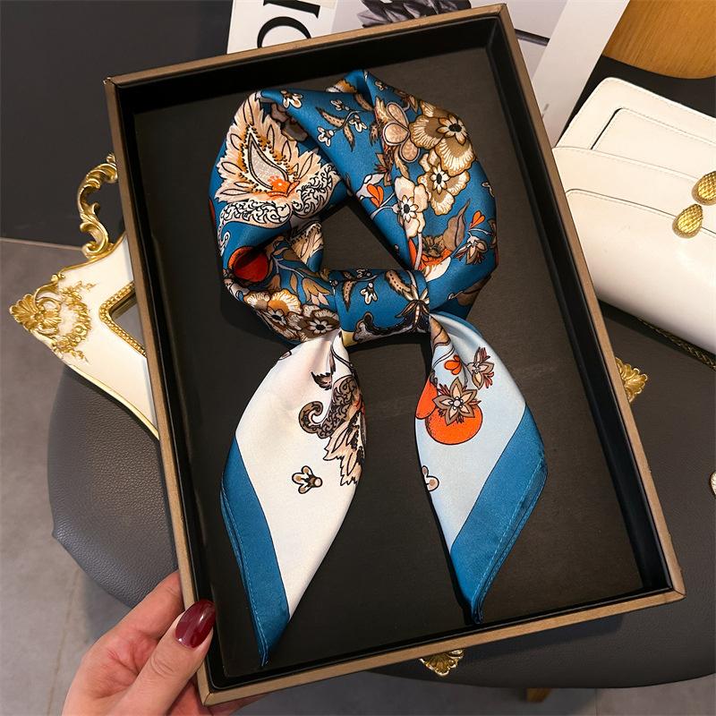 Fashion Paisley Print Luxury Brand Silk 70cm Square Scarf Women Satin Shawls Neckerchief Wrap Scarves Bandana Hair Hjiab Floral