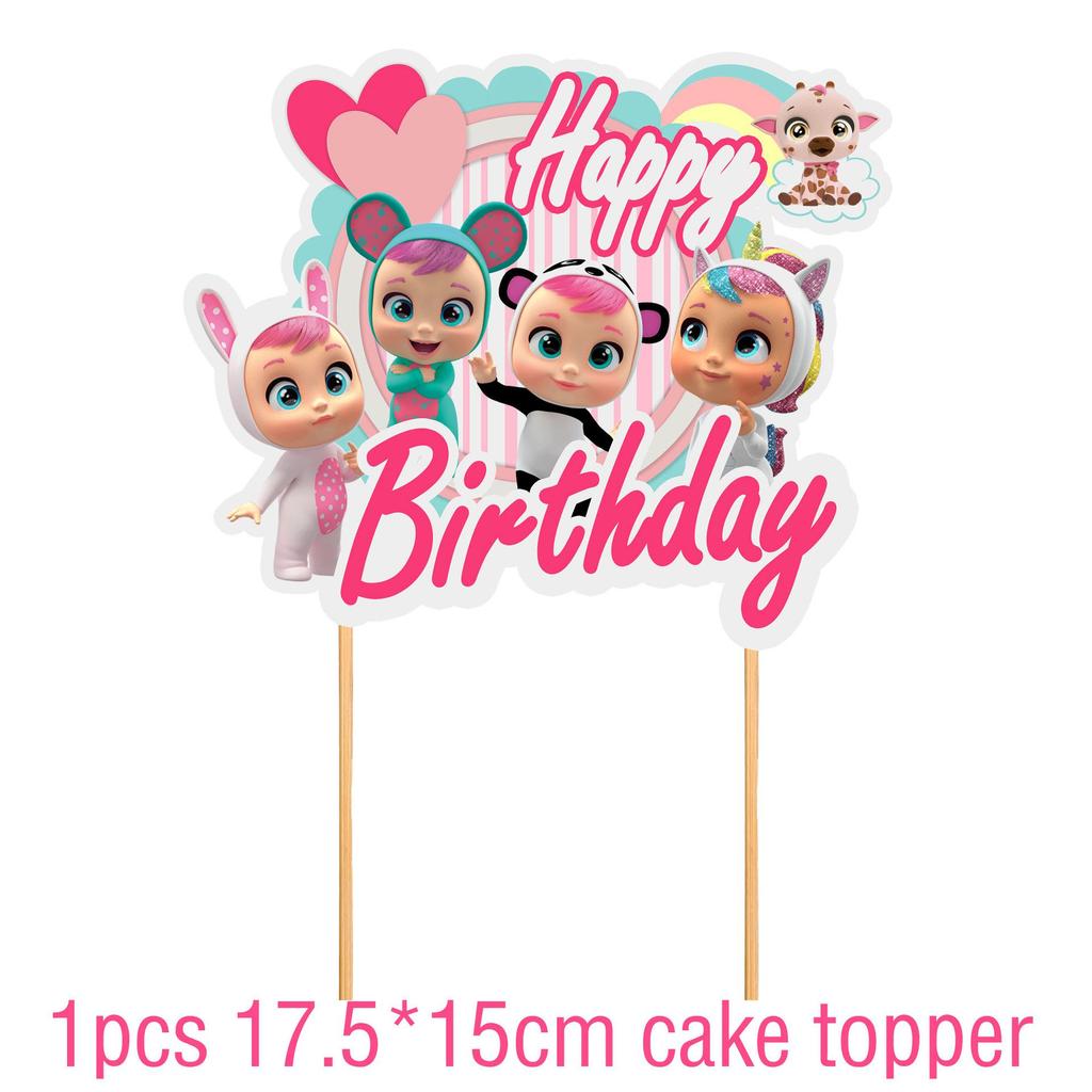 Theme Birthday Party Banner Cake Topper Balloon Gift Baby