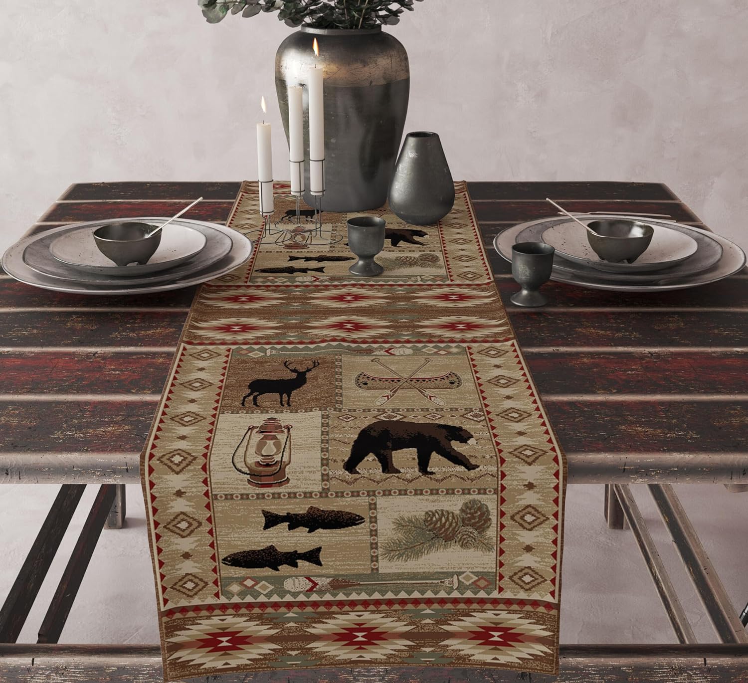 Azteekse Etnische Tribale Stijl Linnen Tafel Runner Boho Print Abstract Geometrische Textuur Tafel Runner Keuken Feest Eettafel Decor 150x33cm