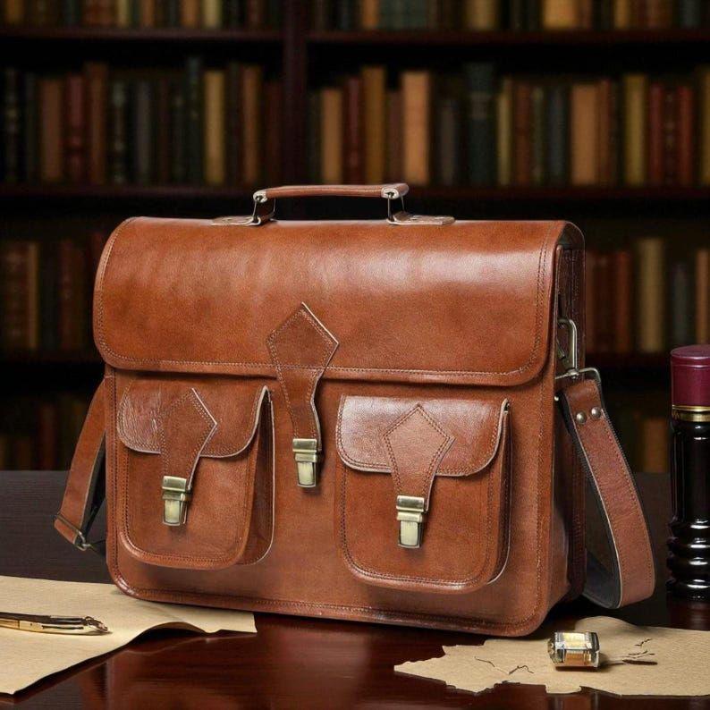 Top Grain Leather Briefcase Travel Laptop Bag - Satchel Portfolio Notebook Tablet Messenger Bag for Men & Women Gift for him