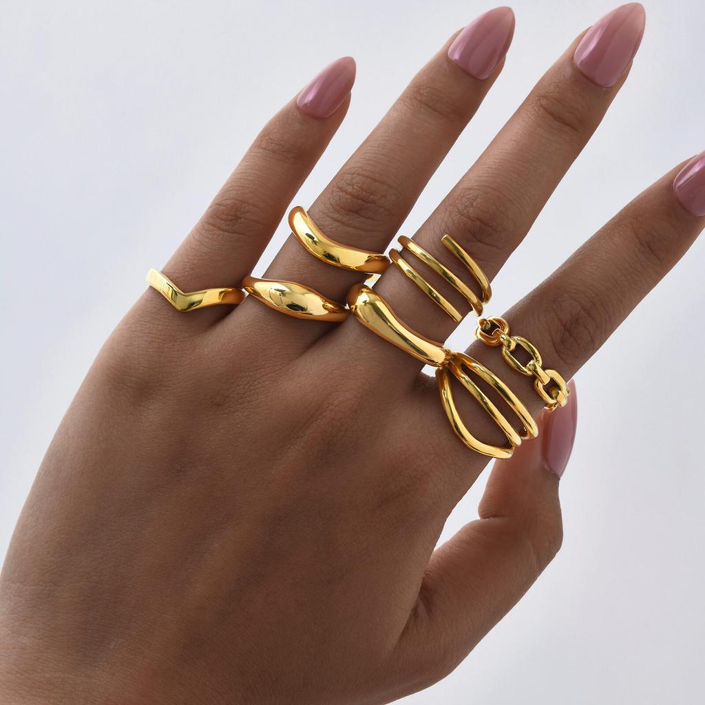 s Rings Set Jewelry. Stainless Steel Geometric Creative Finger Ring for Women Gift