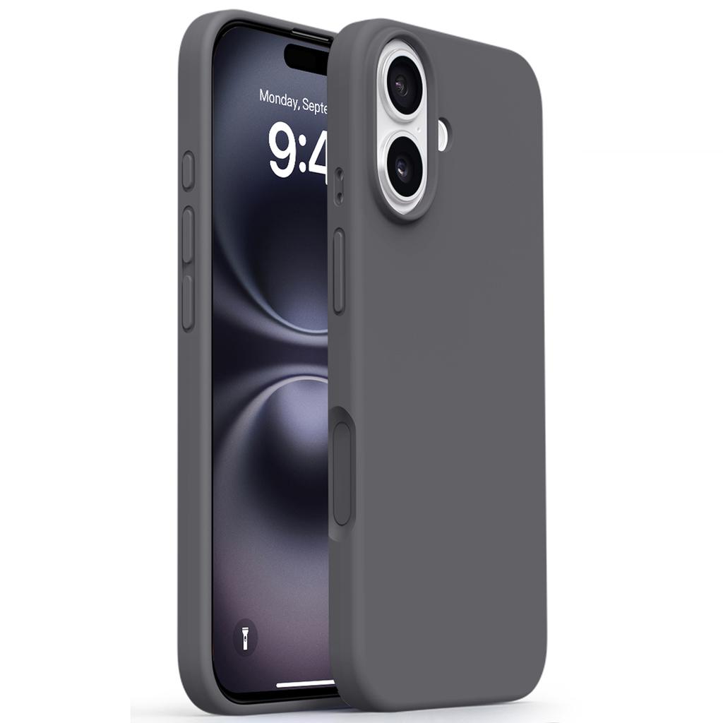 For iPhone 16 Case Soft Microfiber Lining Liquid Silicone+PC Phone Cover