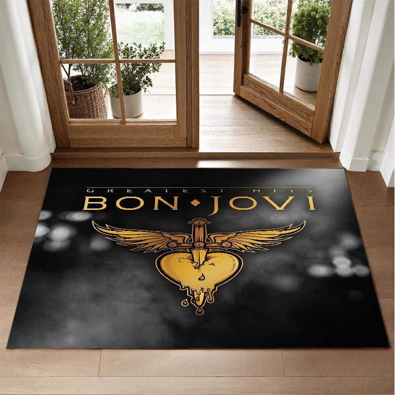 Bon Jovi Design Crystal Velvet Rug Soft Decorative Mat for Bedroom Entrance