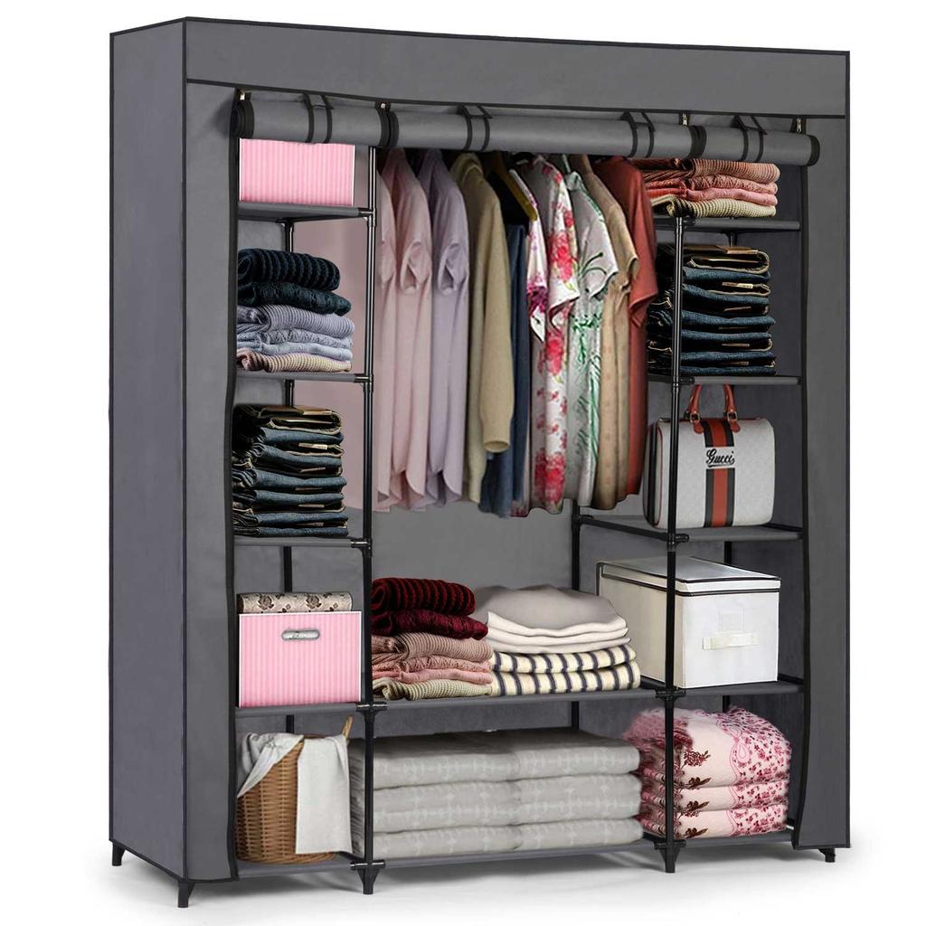Large Massido textile wardrobe - graphite
