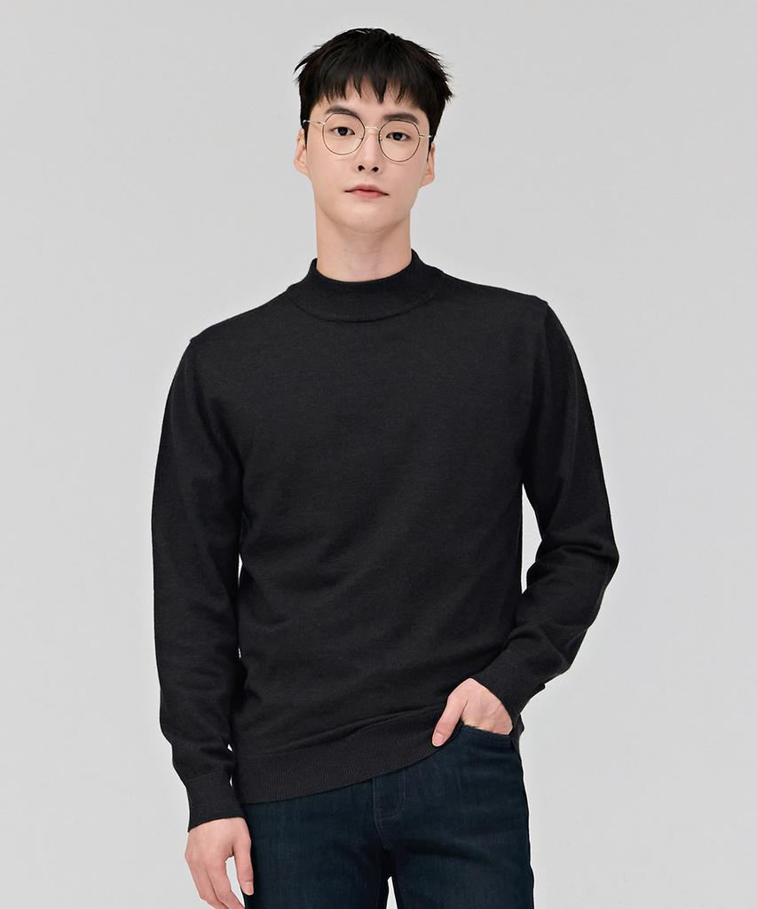 CHASECULT Men'S Essentials Mock Neck Sweater - Charcoal