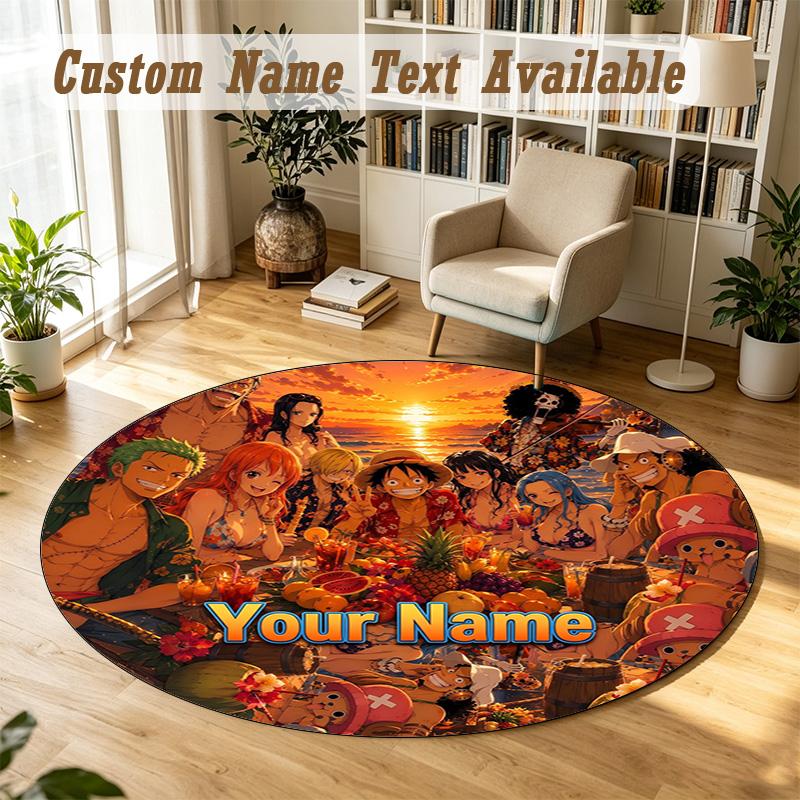 Round Rug Custom NameOne Piece Pattern Non Slip Carpet Home Floor Decor