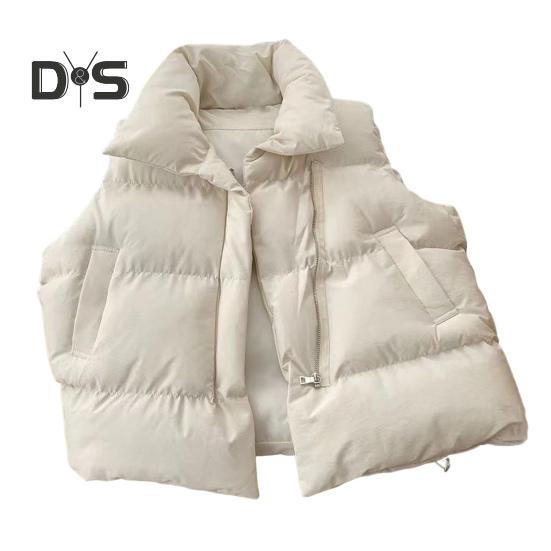 

Зимний женский жилет, пальто, утолщенный, с застежкой-молнией, отложным воротником, без рукавов, однотонный, с защитой от ударов, сохраняющий тепло, уличный пуховик M белый