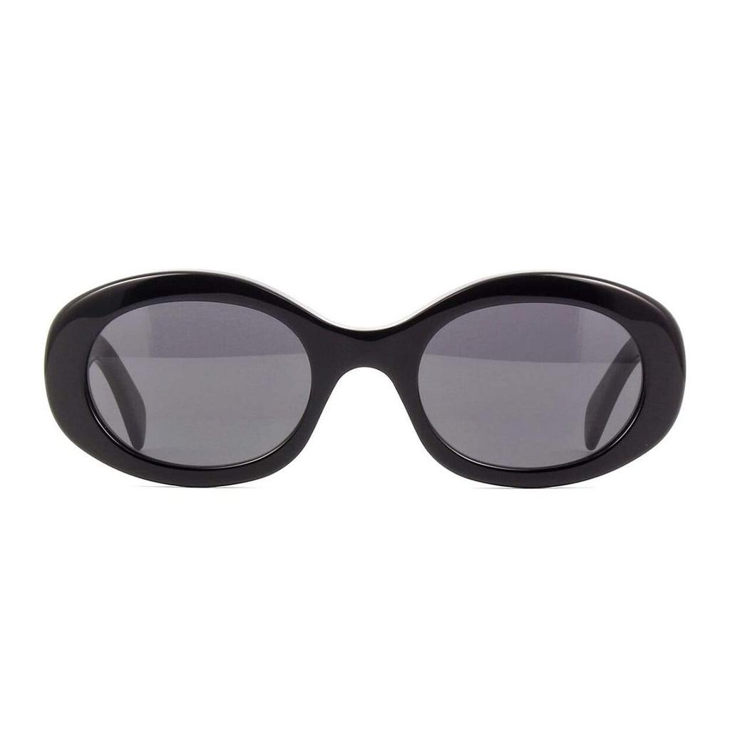 Celine Triomphe Oval Sunglasses With Logo Decoration Women Sunglasses Black CL40194U-01A