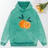 Delicious Orange Pattern  Print Women Snow Wash Hoodies Fashion Oversize Top Sportswears All-Match Cotton Hoody