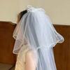 White Girls Head Gauze Bow Bridal Tulle Fashion Veil Hair Clip  Hairpins