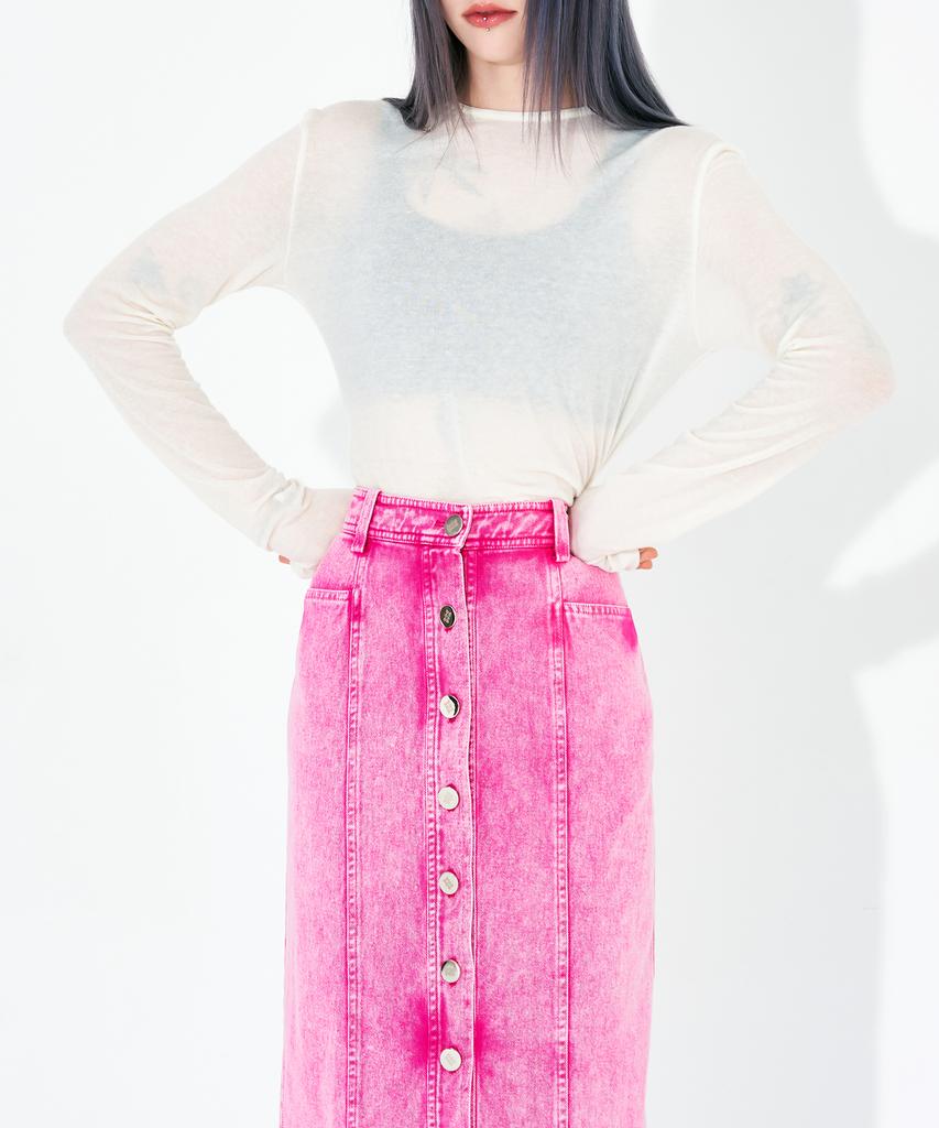 Wordog Vintage Washed Denim Long Skirt