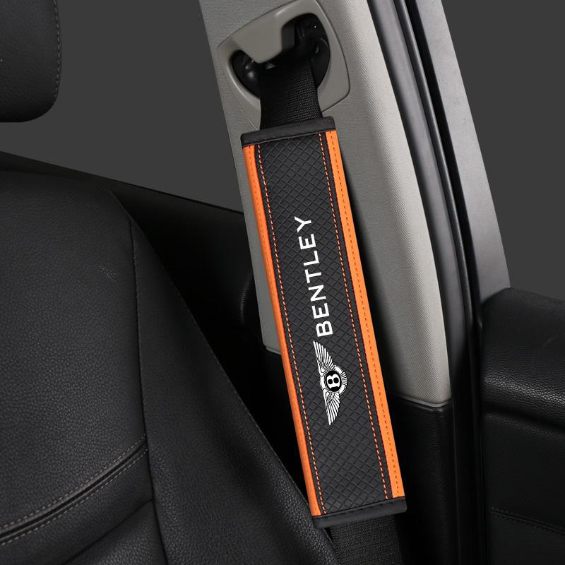 2Pcs PU Leather Car Safety Belt Cover Seatbelt Shoulder Pad Accessories For Bentley Flying Spur Continental GT Bentayga Mulsanne