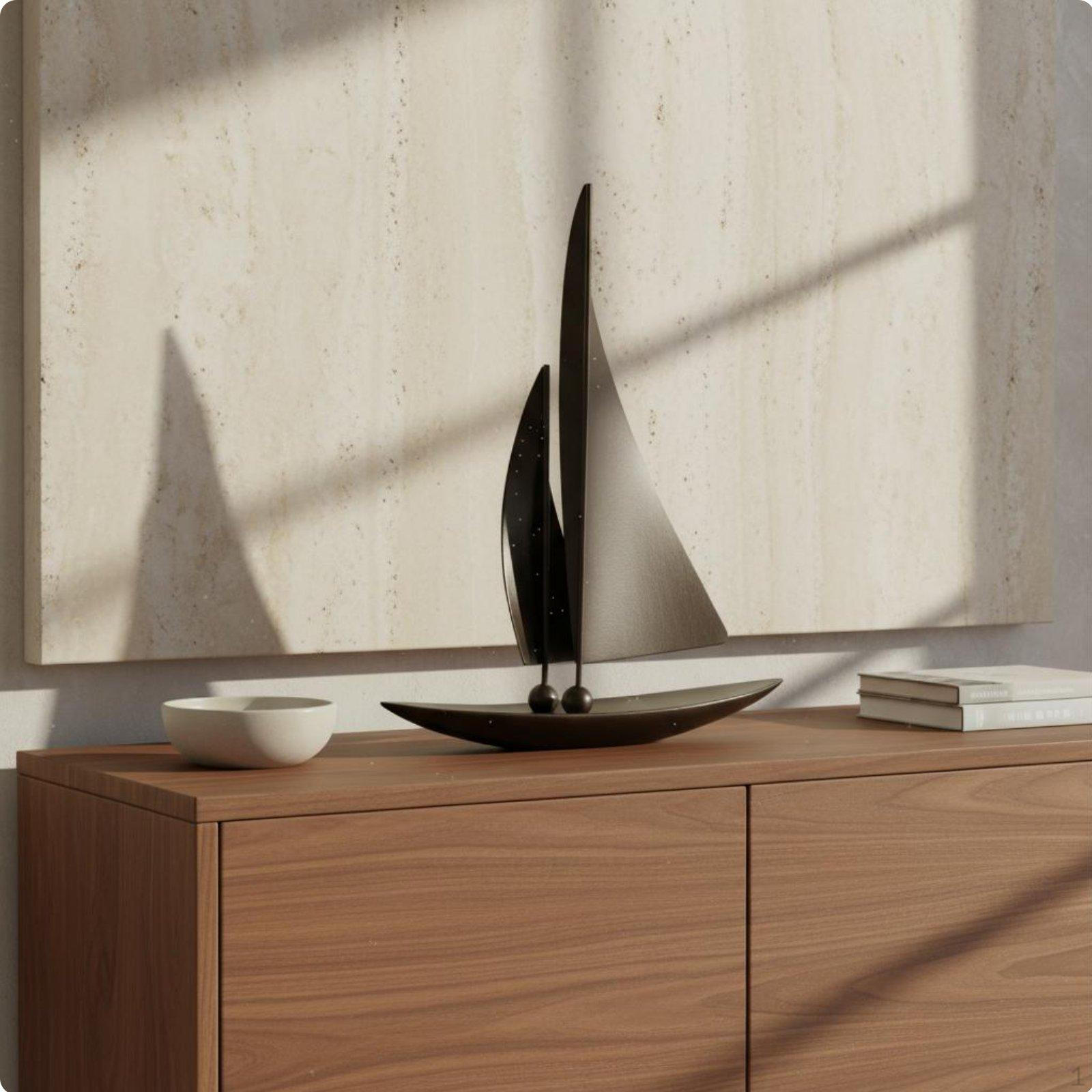 Modern Metal Sailboat Ornament Light Luxury Style Minimalist Model Craftsmanship Abstract