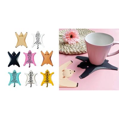 Silicone Coaster Insulated Water Non-slip Pad Cartoon Animal Heat-resistant Cup Mat Tiger Leopard Placemat Home Kitchen