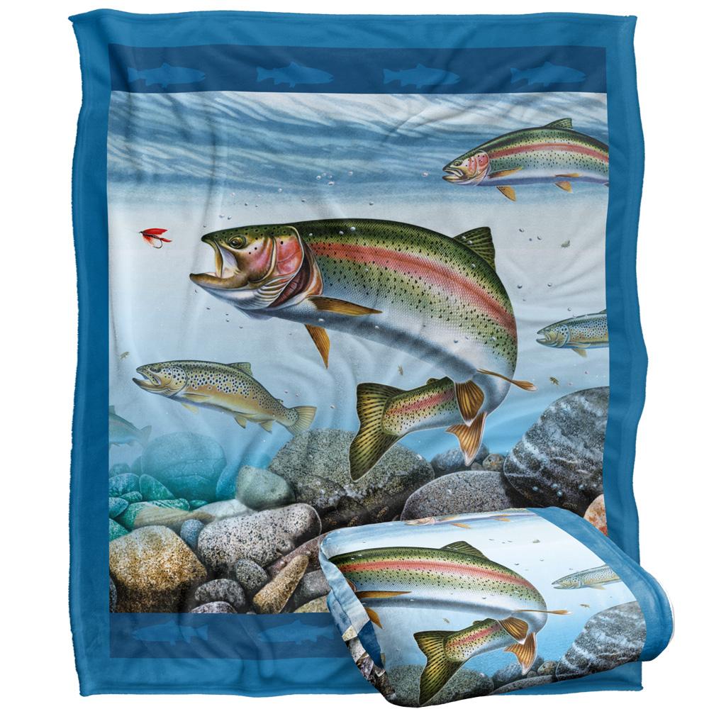 JQ Licensing Silky Scene Fishing Supersoft Blanket