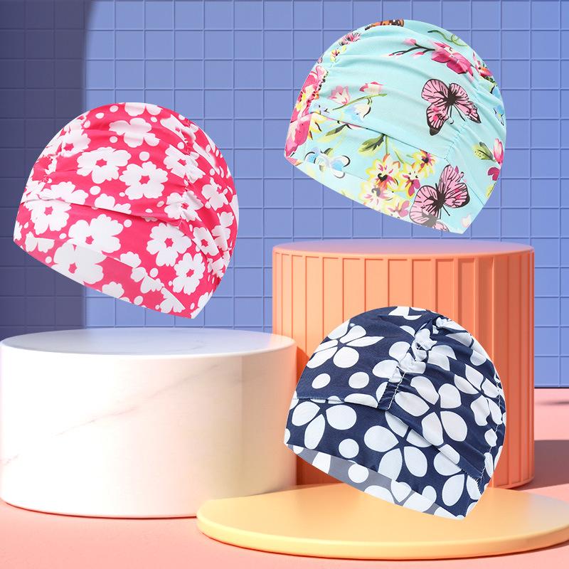 Adult Unisex Large Waterproof Swim Cap with Ear Protection - Fashionable Pleated Design, Comfortable and Non-Tightening.