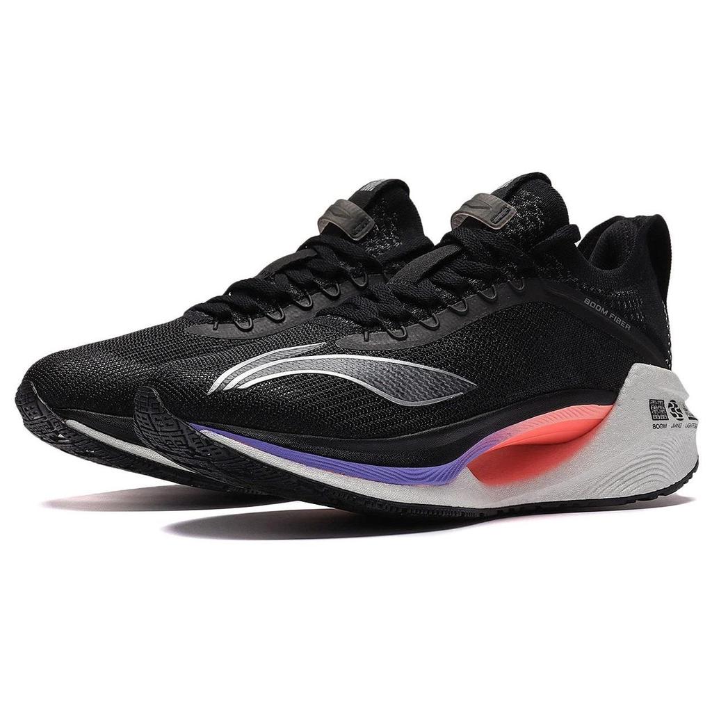 Li-Ning Essential Reflective Lightweight Shock Absorbing Non-Slip Wear-Resistant Breathable Low-Top Running Shoes Women Sneaker Black Silver ARRS008-1