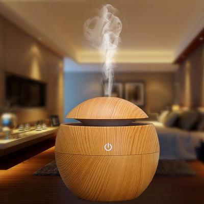 Humidificador de aire ultrasónico de 130ML, difusor de Aroma USB, luz LED nocturna de grano de madera, difusor eléctrico de aceites esenciales, aromaterapia para el hogar