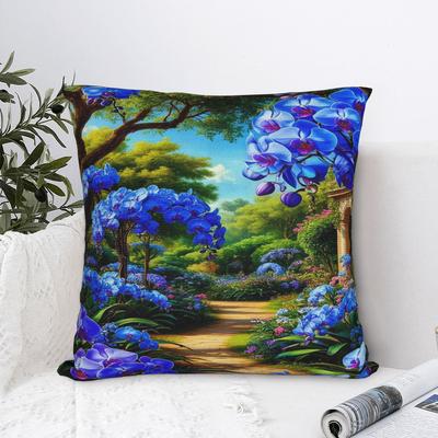 Blue Flower Path Print Pillowcases Vintage Pillow Case For Sofa Car Home Decor Design Pillow Cover