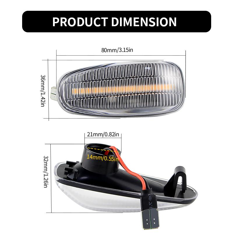 2PCS For Mercedes-Benz W124 W210 W163 W202 W140 W638 W208 C208 A208 W638 W414 W670 Dynamic LED Fender Side Marker Light Assembly