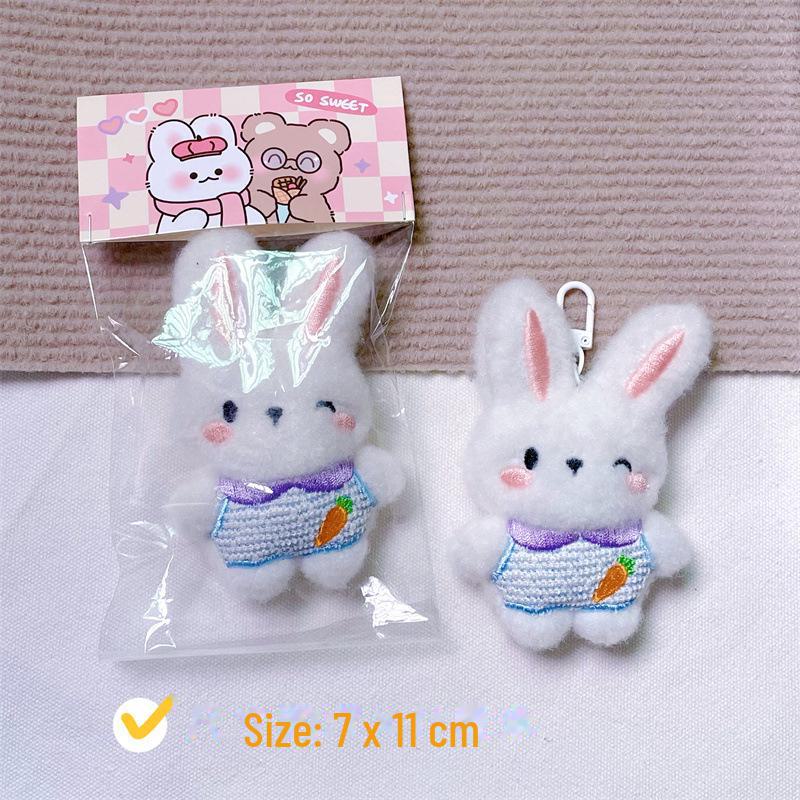 Entzückende Kaninchen-Plüschpuppe: Weich, Niedlich, Ganzkörper-Hasenmädchen Herz-Tasche Brosche Accessoire.