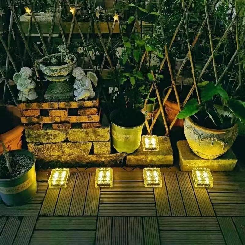 1Pc Solar Square Ice Light Garden Decoration Lawn Light Outdoor Garden Buried Light Outdoor Landscape Light Waterproof