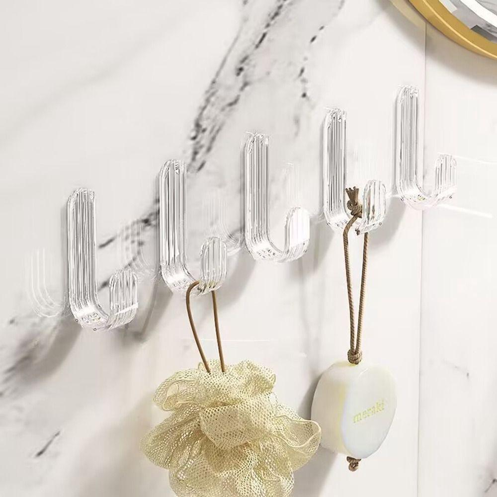 

6Pcs Decorative Acrylic Hook Tranparent Key Cloth Organizer Light Luxury Bathroom