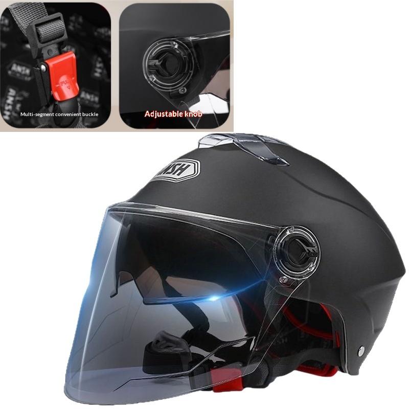 1Pcs Electric Bike Half Helmet Double Lens Electric Motorcycle Helmet Summer Sun Protection Safety Helmet For Women Men