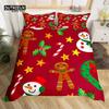 Christmas Duvet Cover Cartoon Snowman Deer Reindeer Bedding Set Twin Size Microfiber Cute Gingerbread Stocking Comforter Cover