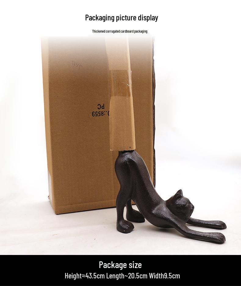 Nordic Cast Iron Cat Paper Towel Holder for Kitchen or Picnic