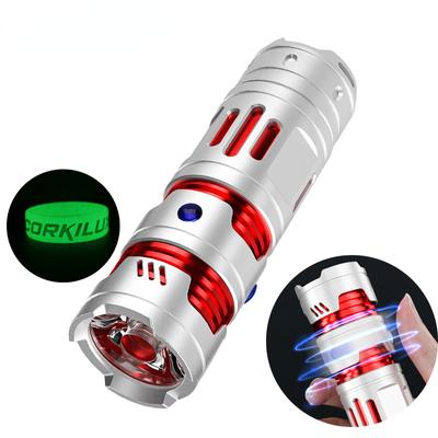 טעינת USB פנס LED נייד גירוסקופ קצה אצבע פנס להפחתת לחץ פנס מיני מסגסוגת אלומיניום חיצונית פנס חיפוש אור קמפינג