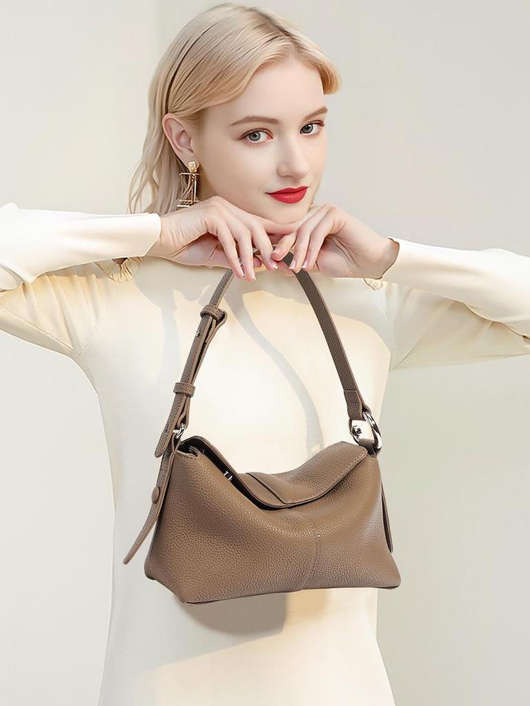 Women's Genuine Leather Cowhide Underarm Shoulder Bag - Versatile Commuter Handbag & Crossbody