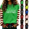 Damen Weihnachtsdruck Langarm Rundhals Pullover Sweatshirt