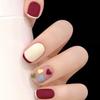 24Pcs Red Sweetheart White Checkerboard Press On Nails Removable Fake Nail Tips Art Acrylic Manicure