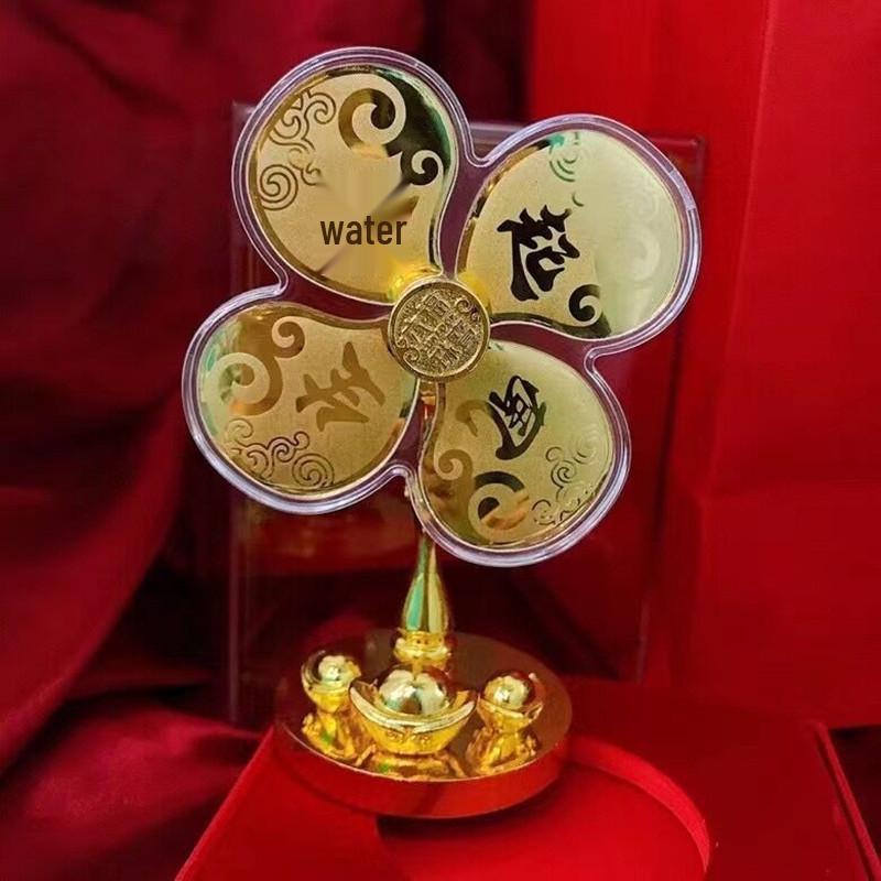 Pure Gold Prosperity Windmill: Lucky Desktop Ornament for Business Openings