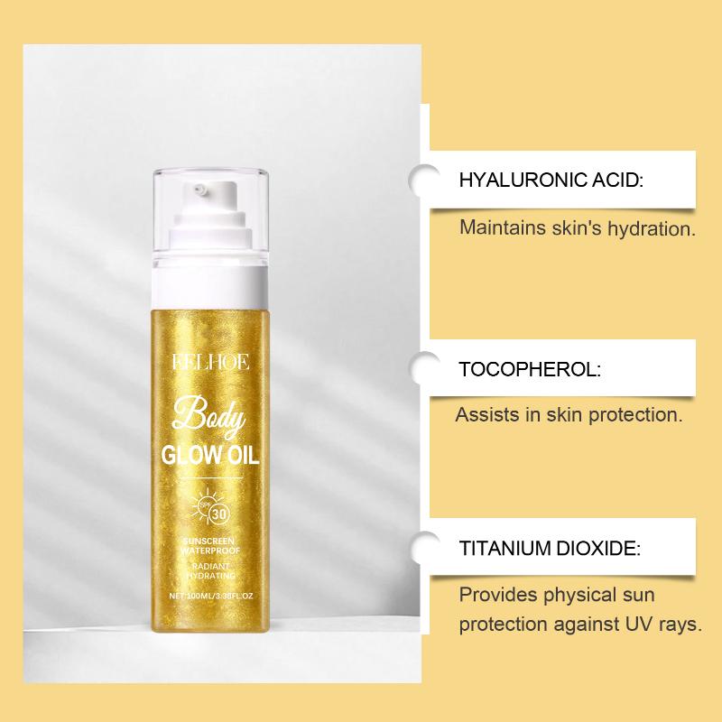 Body Highlight Oil Silky Shimmer Body Face Glitter Moisturizing Radiant Makeup for Fashion Events